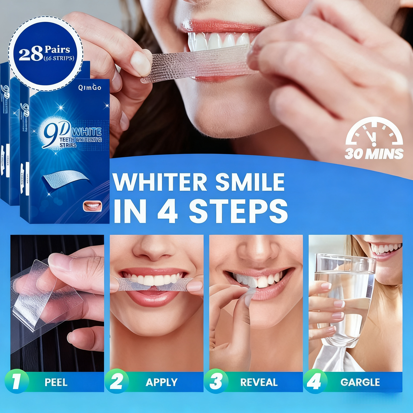 Radiant White 3D｜5D｜9D Professional Pearl Glow Advanced Teeth Whitening Strips
