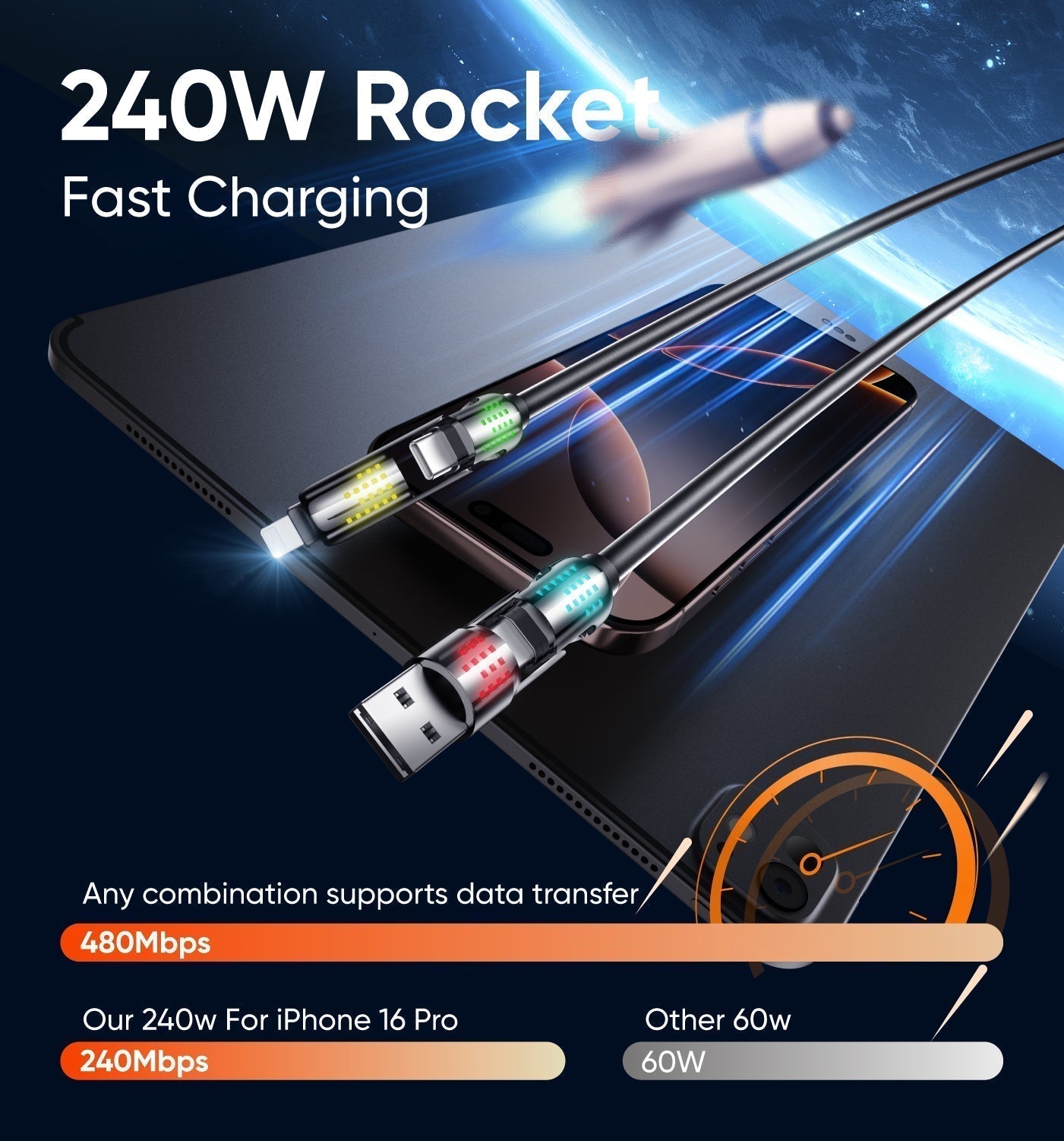 🔥Final 3 Hours: 70%OFF⚡4-in-1 USB Charging Cable mFish fast charging